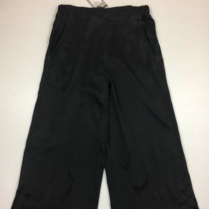 NWT ZARA Trafaluc Dark Shiny Gray Oversized Wide Leg Slit Hem High Waist Pants